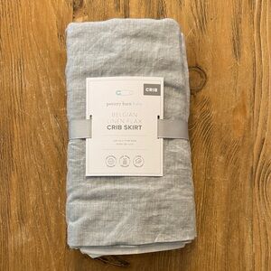 Pottery Barn Belgian Linen Flax Crib Skirt - Light Gray